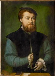 Portret mężczyzny z brodą i beretem