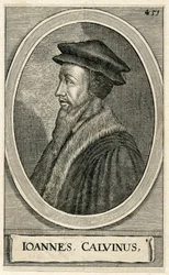 Portret francuskiego teologa Jana Kalwina (rycina)