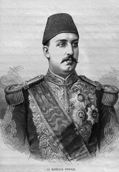Portret chedywa Tawfiga (1819-92), z Legypte Georga Moritza Ebersa (1837-98), 1881 (rycina bw)