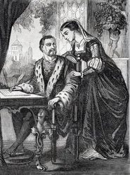 Portret króla Francji Henryka II (1519-1559) i Diany de Poitiers (1499-1566)” (Portret króla Francji Henryka II i Diany z Poitiers) - rycina -