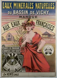 Plakat reklamujący naturalne wody mineralne dorzecza Vichy, naturalna woda mineralna