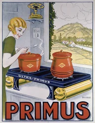 Plakat reklamujący płytę Primus, wydrukowany przez Dampenon & Elarue