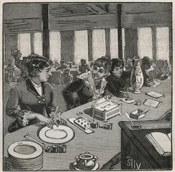 Garncarstwo: warsztaty malarskie na porcelanie w XIX wieku we Francji. Grawer z 1880 roku w „Les arts et metiers illustres” Adolphe BITARD.