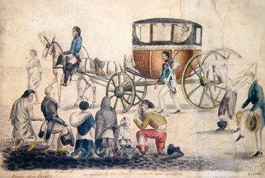 Ksiądz udzielający Komunii św. chorym i umierającym, ok. 1850 (gwasz na papierze)