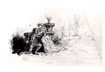 Broszura produkcyjna dla Ruy Blas (1838) autorstwa Victora Hugo (1802-85), 1880 (pióro i atrament na papierze)