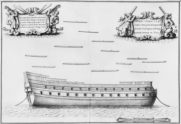 Profil całkowicie oszalowanego naczynia, ilustracja z „Atlas de Colbert”, tablica 32 (ołówek i wc na papierze) (fot. bw)