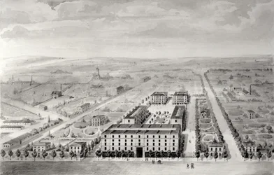 Projekt osiedla Napoleona, 58 rue Rochechouart, Paryż, 1849 (wc na papierze)