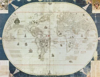 Rc C 2487 Mapa świata, zaprojektowana przez Sebastiena Cabota (ok. 1476-1557), 1544