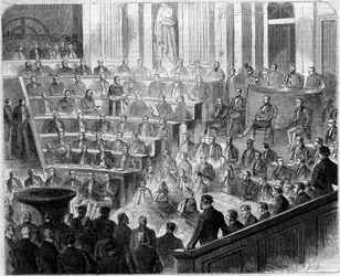 Przyjęcie Henri Lacordaire (1802-1861), francuskiego księdza i dominikanina, w Academy Francaise, 24 stycznia