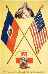 Plakat Czerwonego Krzyża „Symbole wolności i humanitaryzmu - Czerwony Krzyż, matka wszystkich narodów”, bez daty, między 1914-1918.