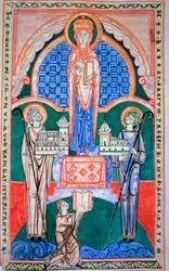 Reguła Dziewicy w sprawie zjednoczenia opactwa Citeaux i opactwa Saint-Vaast (Saint-Vaast). Święty Hieronim. Komentarz do Jeremiasza. Miniatura z rękopisu z Citeaux, ok. 1125. 32,6 x 31,7 cm. Dijon, Biblioteka Miejska (Ms. 130)