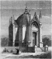 Architektura sakralna: widok zewnętrzny kaplicy Saint Louis (1842), Kartagina, Tunezja