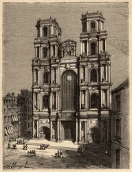 Rennes - La Cathedrale Saint Pierre - - grawerowanie w „” PATRIE” - PECTUREQUIREQUE OPIS FRANCJI W 6 TOMACH WG LUCIENA HUARDA - koniec XIX wieku