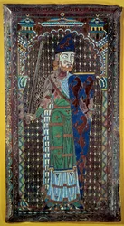 Reprezentacja Geoffroi V (Geoffroy) Le Bel Plantagenet (hrabia Maine i Anjou, książę Normandii) (1113-1151) Tablica nagrobna w e-mailu. 1151. Muzeum Tesse. Le Mans