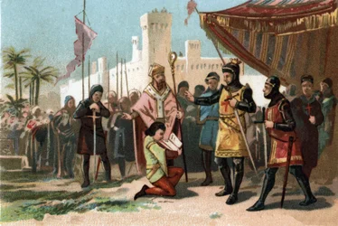 Reprezentacja listów annoblistycznych wniesionych przez króla Filipa III Hardiego (1270-1285). Chromolitografia około 1890 r.