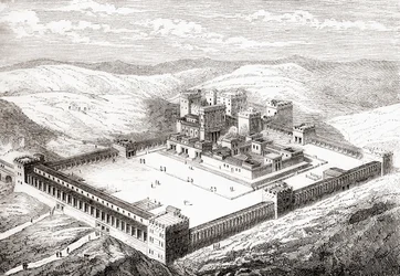 Odrestaurowana Druga Świątynia, która zastąpiła Świątynię Salomona, Jerozolima, z Les Merveilles de la Science, wyd. 1870