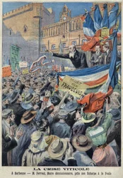 Bunt winnic w południowej Francji w 1907 r. (druk)