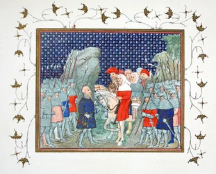 Ryszard II zdradzony w Penmaur Rhos i wzięty do niewoli przez księcia Northumberland, kopia faksymile z Le Prinse et Mort du Roy Richart autorstwa Jean Creton, przedruk XIX w.