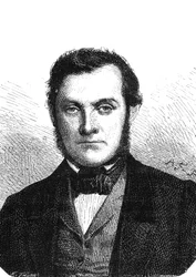 Richard Wilhelm BUNSEN (1811-1899), niemiecki chemik odkrył cez i rubid. Grawerowanie 1867