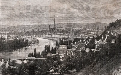Rouen - Seine-Maritime - rycina w „La France illustree: geografia, historia, administracja statystyczna” autorstwa V.A. Słodowo-Brązowy. 1884