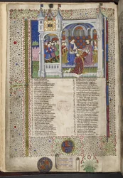 Royal 15 E. VI, f.2v Małgorzata Anjou, siedząca z mężem, królem Henrykiem VI, ilustracja z 