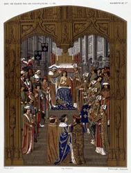 Koronacja Karola VI (1380) - w „Kronikarzach historii Francji od początków do XVI wieku” autorstwa Mme de Witt, Paryż