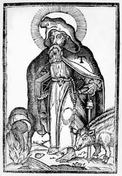 Św. Antoni Wielki, frontyspis z In Symbolicam S.Antonii Magni Imaginem Commentatio Théophile