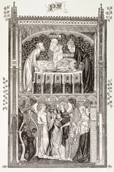 Saint Denis, z książki „Życie wojskowe i religijne w średniowieczu” Paula Lacroix, opublikowane w Londynie ok. 1880 r.