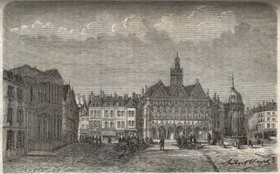 Saint Quentin (Saint-Quentin) departament Aisne - grawerowanie w „Histoire de France” autorstwa Victora Duruy (1811-1894) - 1882
