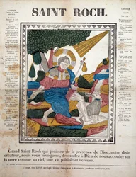 Św. Rocha. Grawerowanie, obrazy Rennes (1825). Zł. Ferrand.
