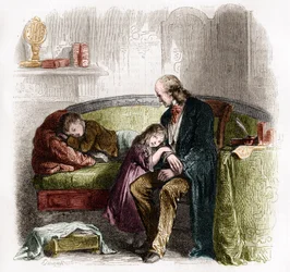 Samuel Hahnemann (1755 - 1843) odkrywa homeopatię. Rycina według rysunku Pauqueta.