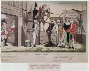 Karykatura satyryczna dotycząca francuskich emigrantów w Koblencji i Deklaracji Pillnitz, 1791