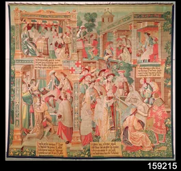 Sceny z życia św. Remigiusza (zm. 533) biskupa Reims: Cud bogaczy Testament i zmartwychwstanie martwego człowieka, 1531