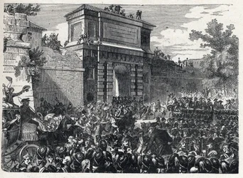 Druga koalicja: bitwa pod Hohenlinden (niedaleko Monachium, Niemcy) 12 Frimaire roku IX (3 grudnia 1800) pomiędzy francuskimi oddziałami generała Jean Victor (Jean-Victor) Moreau a siłami austriackimi i bawarskimi dowodzonymi przez arcyksięcia Jeana Baptis