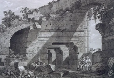 Galerie drugiego poziomu amfiteatru w Nimes, z starożytności Francji: tom I, Monuments of Nimes