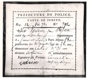 Karta bezpieczeństwa, 1808 (pióro i atrament na papierze)
