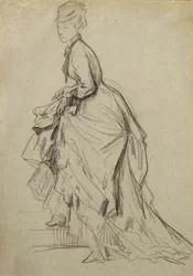 Pokazuje kostkę, ok. 1880 (kreda na papierze)