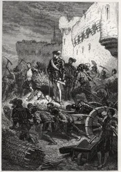 Oblężenie Metz (1552) - Francois de Guise i prace na wałach Metz - grawerowanie z „”Historia Francji opowiedziana moim wnukom”” - Francois Guizot - 1872-1876