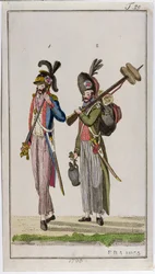 Żołnierze Rewolucji Francuskiej noszący bagnety w 1793 r.