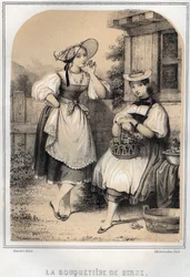Kostiumy szwajcarskie - Berneński koziorożec - grawerowanie w „THE SOURIS DE MON ONCLE MEMORIES ET RECITS DE Voyages” MORING MICHEL - Koniec XIX wieku