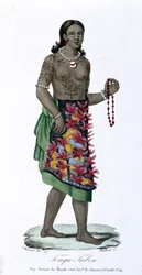 Wytatuowana kobieta z Tonga-Tabou - w „Bibliotheque Universelle des Voyages” Alberta-Montémonta, wyd. Armand-Aubrée, tom 17