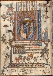 Adoracja Trzech Króli, z Księgi Godzin św. Omera, MS 36684, f.46v (pergamin)