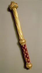 Baton Guillaume de Roquemont, 1384 (złoto, vermeil, aksamit i kamienie szlachetne)