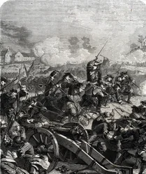 Bitwa pod Landen lub Neerwinden toczyła się w dzisiejszej Belgii w dniu 29 lipca 1693 podczas wojny dziewięcioletniej (grawerowanie)