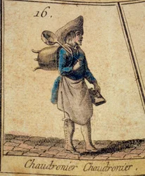 The Boilermaker Fragment gry w gęsiego krzyku i starych metier Paryża. Kolekcja prywatna z XVIII wieku