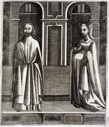 Hrabia Poitiers i Toulouse Alphonse (1220-1271) i jego żona Jeanne (córka Raymonda VII) (1220-1271) - w „Histoire des counts de Toulouse” Guillaume de Catel, Tuluza