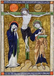 Ukrzyżowanie, z psałterza, ok. 1215