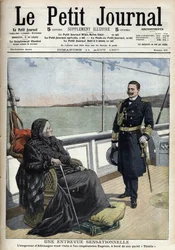 Cesarz Niemiec Wilhelm II (1859-1941) odwiedził dawną Eugenię cesarską (1826-1920) na swoim jachcie „Thistle”, „Le petit journal” le 11 sierpnia 1907 (rycina)