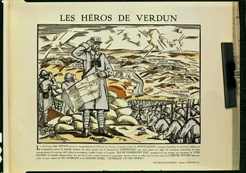 Bohaterowie Verdun, propaganda wspierająca marszałka Petaina (1856-1951) 1941 (kolorowa litografia)