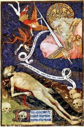 Sąd Ostateczny, ilustracja z Les Grandes Heures de Rohan, 1430 r.